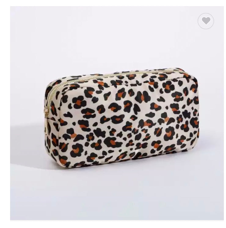Personalized Cheetah Print Canvas Makeup Bag