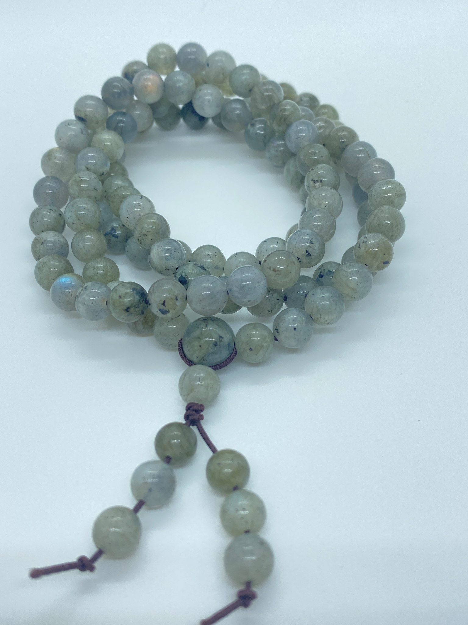 Gray labradorite 108 Mala Beads