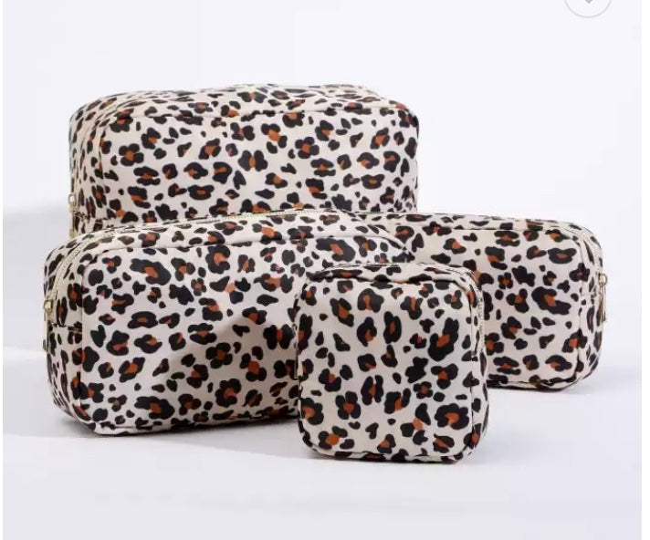 Cheetah Monogrammed Nylon Makeup Bag