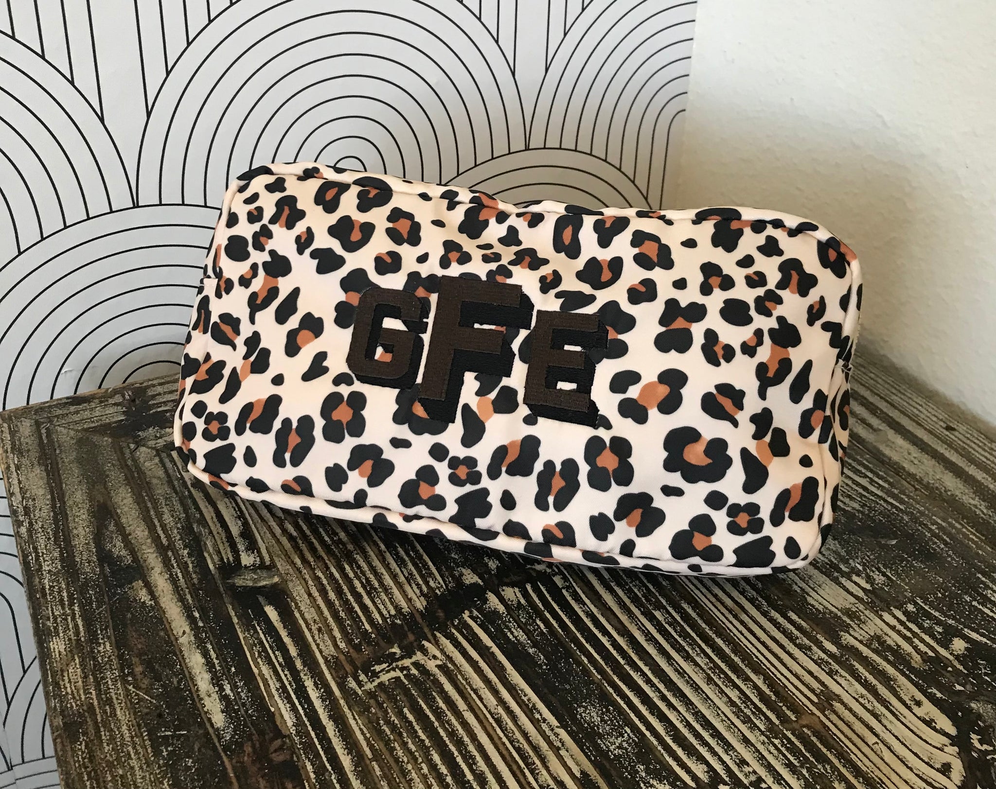 Cheetah Monogrammed Nylon Makeup Bag