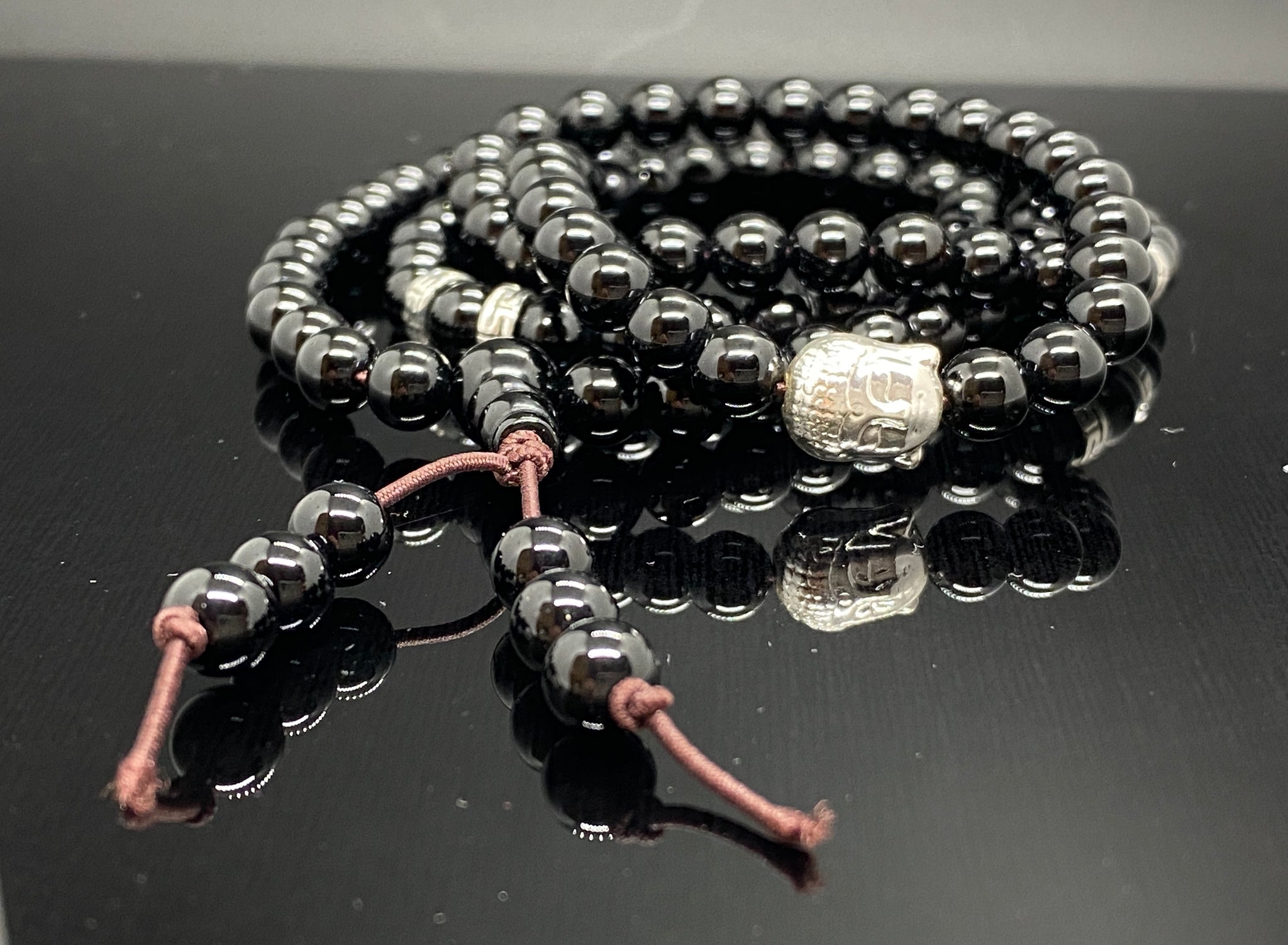 Black Onyx Buddhist Prayer Bead Bracelet