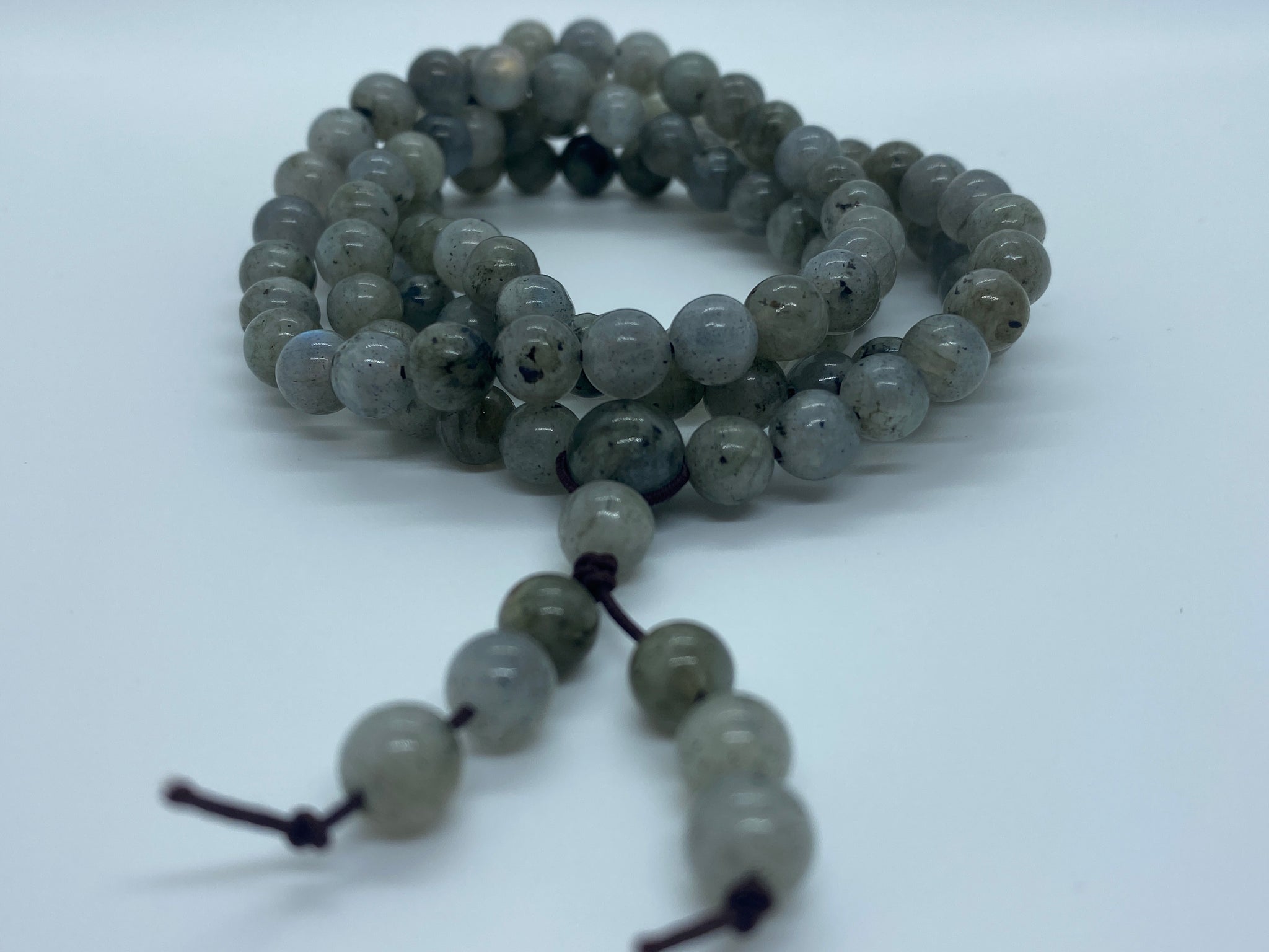 Gray Labradorite 108 Mala Meditation Beads