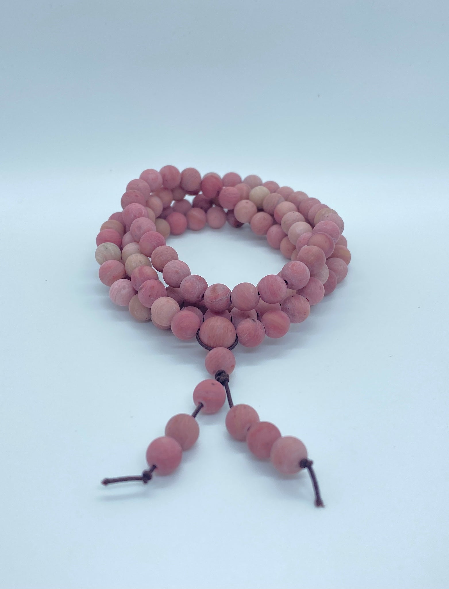 Matte Pink Rhodonite Mala Buddhist Prayer Beads