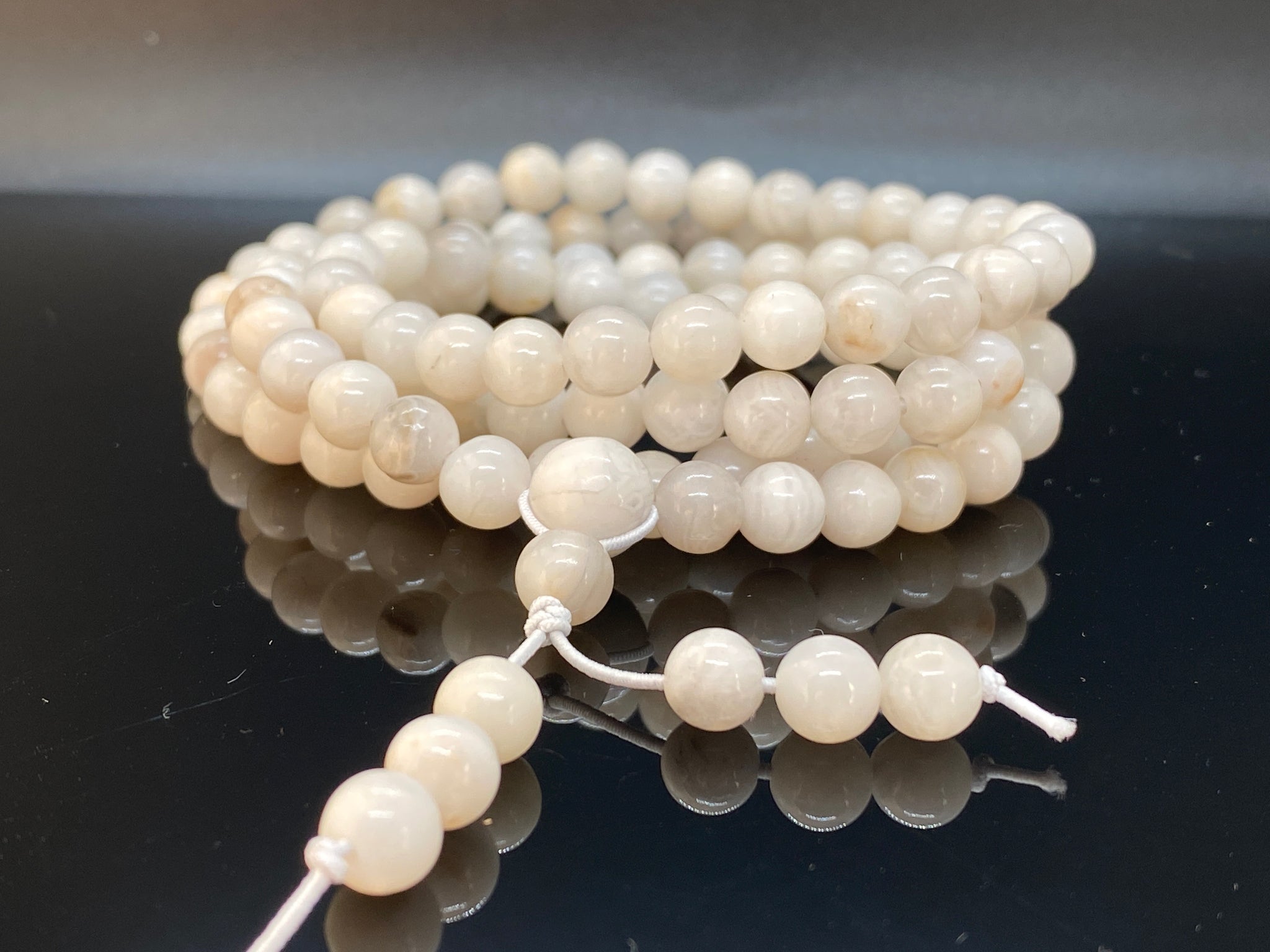 White Agate Mala Prayer Beads